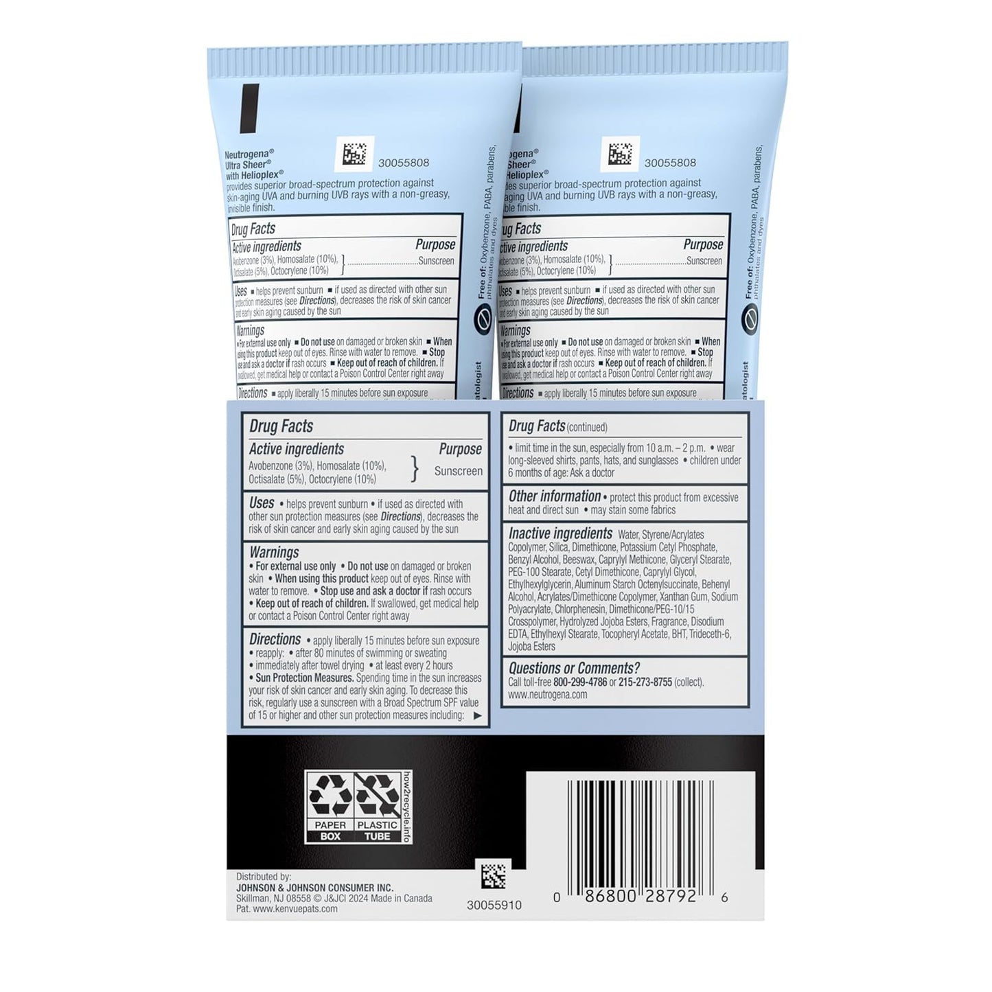 Ultra Sheer Dry-Touch Water Resistant and Non-Greasy Sunscreen Lotion with Broad Spectrum SPF 45, Tsa-Compliant Travel Size, 3 Fl Oz, Pack of 2, 6 Fl Oz