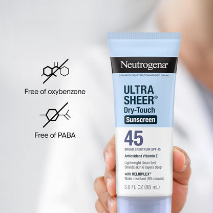 Ultra Sheer Dry-Touch Water Resistant and Non-Greasy Sunscreen Lotion with Broad Spectrum SPF 45, Tsa-Compliant Travel Size, 3 Fl Oz, Pack of 2, 6 Fl Oz
